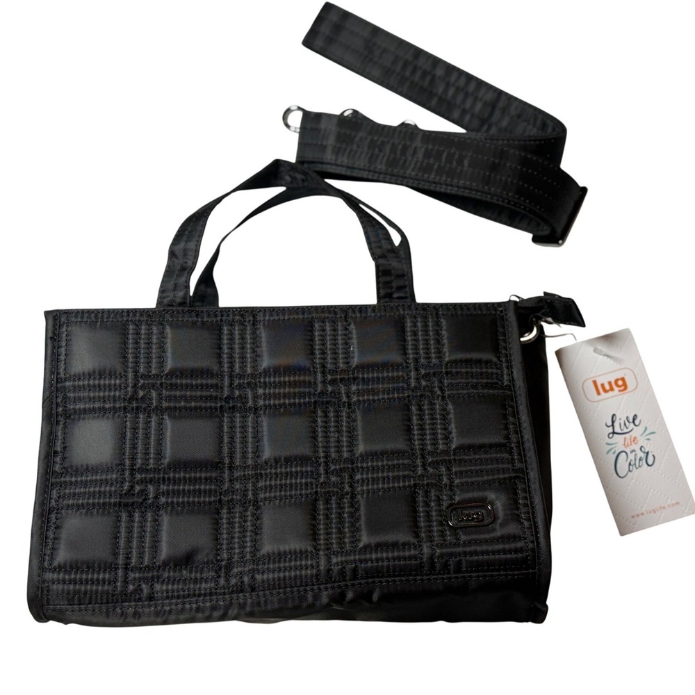 Lug Classic Quilt East West Top Handle Bag Black Train Crossbody Satchel New